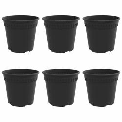 Lot de 6 pots de fleurs ronds modernes 19 x 19 x 16 cm l&eacute;ger avec syst&egrave;me de drainage en plastique