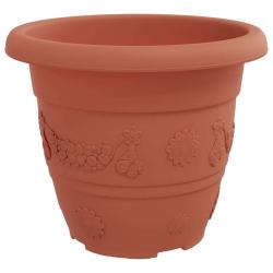 Lot de 24 pots de fleurs ronds modernes l&eacute;gers jardin 26 x 21,5 cm en plastique rouge brique 02_005