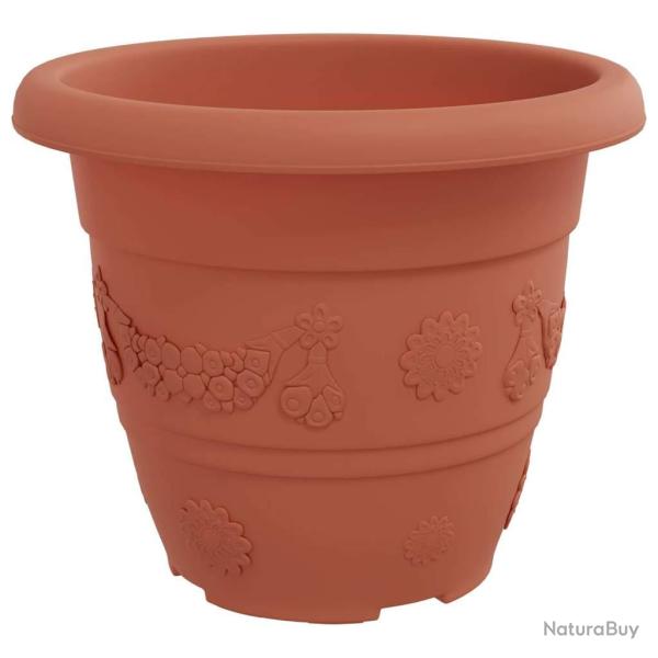 Lot de 24 pots de fleurs ronds modernes l�gers jardin 26 x 21,5 cm en plastique rouge brique 02_005