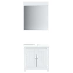 Lot de 2 meubles de salle de bain compact blanc design pratique 60 x 34 x 59 cm en pin massif blanc