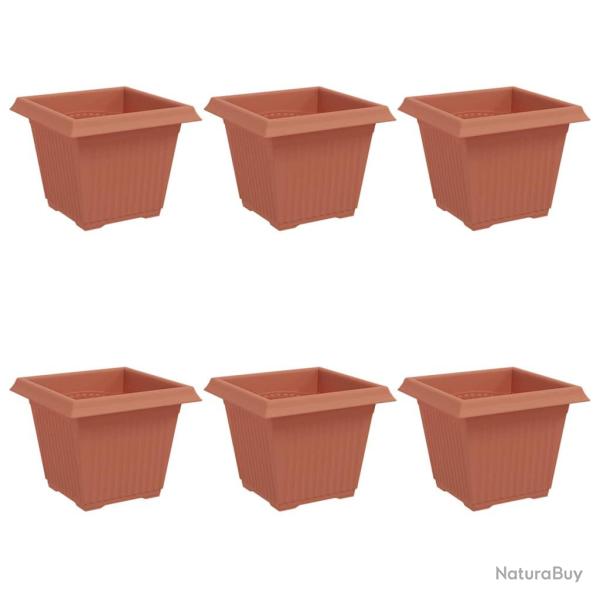 Lot de 6 pots de fleurs carr�s modernes jardin 43 x 43 x 33,5 cm en plastique rouge brique 02_00593