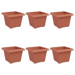 Lot de 6 pots de fleurs carr&eacute;s modernes 43 x 43 x 33,5 cm pour int&eacute;rieur ext&eacute;rieur en plastique rou