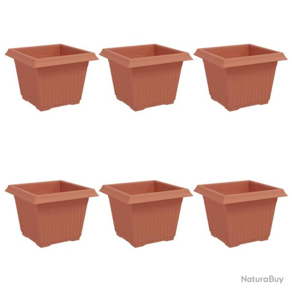 Lot de 6 pots de fleurs carr�s modernes 43 x 43 x 33,5 cm pour int�rieur ext�rieur en plastique rou