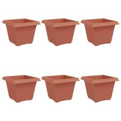 Lot de 6 pots de fleurs carr&eacute;s l&eacute;gers design contemporain int&eacute;rieur ext&eacute;rieur 43 x 43 x 33 cm en pl