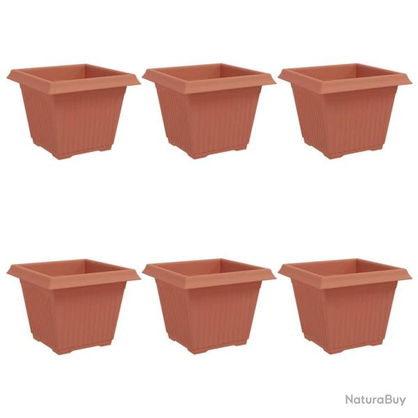 Lot de 6 pots de fleurs carr�s l�gers design contemporain int�rieur ext�rieur 43 x 43 x 33 cm en pl
