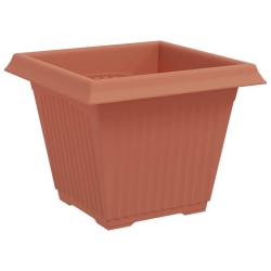 Lot de 24 pots de fleurs carr&eacute;s 43 x 43 x 33,5 cm design minimaliste polyvalent en plastique rouge