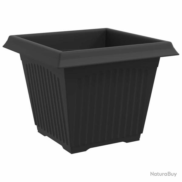 Lot de 24 pots de fleurs carr�s modernes 43 x 43 x 33 cm design polyvalent en plastique noir 02_005