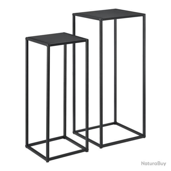 Lot de 2 tables hautes en m�tal noires mat 03_0005785