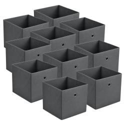 Set de 10 bo&icirc;tes de rangement textile non tiss&eacute; 28 x 30 x 30 cm gris fonc&eacute; 03_0006546