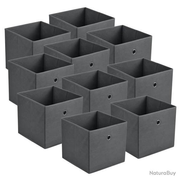 Set de 10 bo�tes de rangement textile non tiss� 28 x 30 x 30 cm gris fonc� 03_0006546