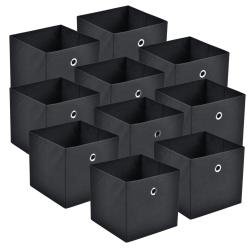 Set de 10 bo&icirc;tes de rangement textile non tiss&eacute; 28 x 30 x 30 cm noir 03_0006547