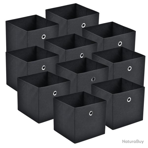 Set de 10 bo�tes de rangement textile non tiss� 28 x 30 x 30 cm noir 03_0006547