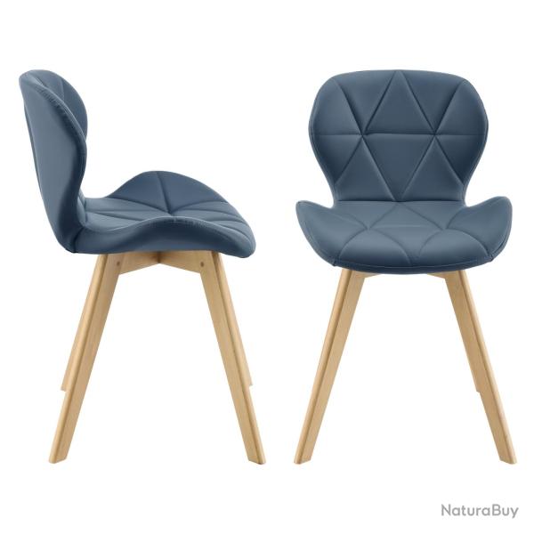 Lot de 2 chaises similicuir 81 x 57 x 49 cm bleu 03_0006757