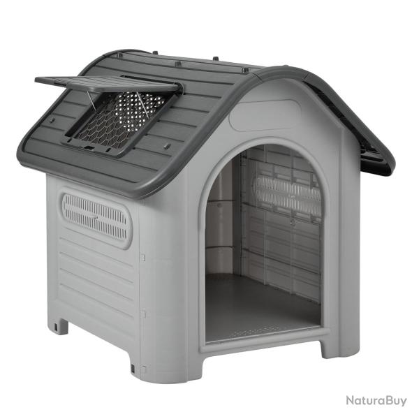 Niche PVC chien avec trou d'a�ration gris et noir 87 x 72 x 75,5 cm 03_0007985
