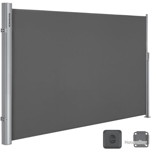 Lot de 2 stores lat�raux brise-vue 160 x 400 cm protection soleil et vent style contemporain en pol
