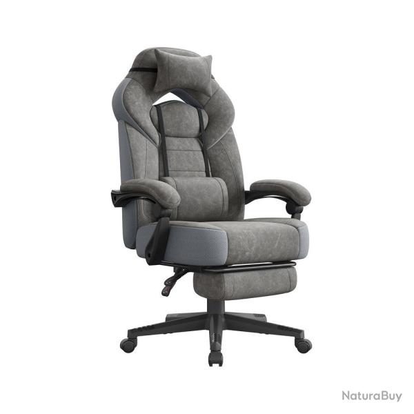 Chaise de bureau ergonomique r�glable 72,4 x 69,7 x 133 cm en su�dine gris ardoise 12_0008133