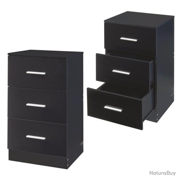 Set de 2 tables de chevet avec 3 tiroirs panneau de particules 66 x 37 x 35 cm noir b ant 03_0010607
