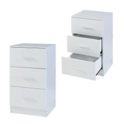 Set de 2 tables de chevet avec 3 tiroirs 66 x 37 x 35 cm panneau de particules blanc 03_0010606
