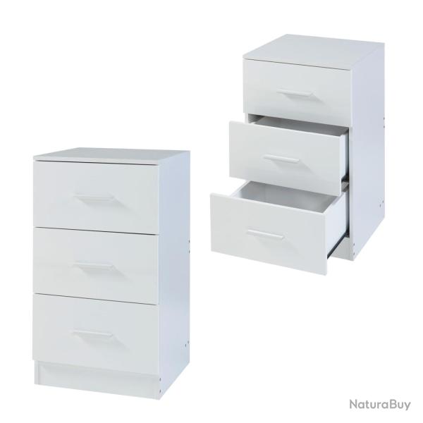 Set de 2 tables de chevet avec 3 tiroirs 66 x 37 x 35 cm panneau de particules blanc 03_0010606