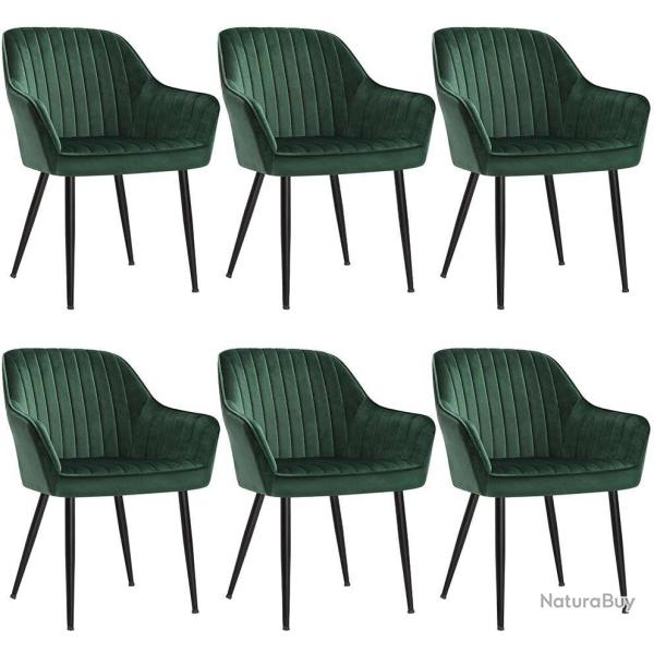 Lot de 6 chaise de salle � manger rembourr�e avec accoudoirs 60 x 62,5 x 85 cm confort ergonomique