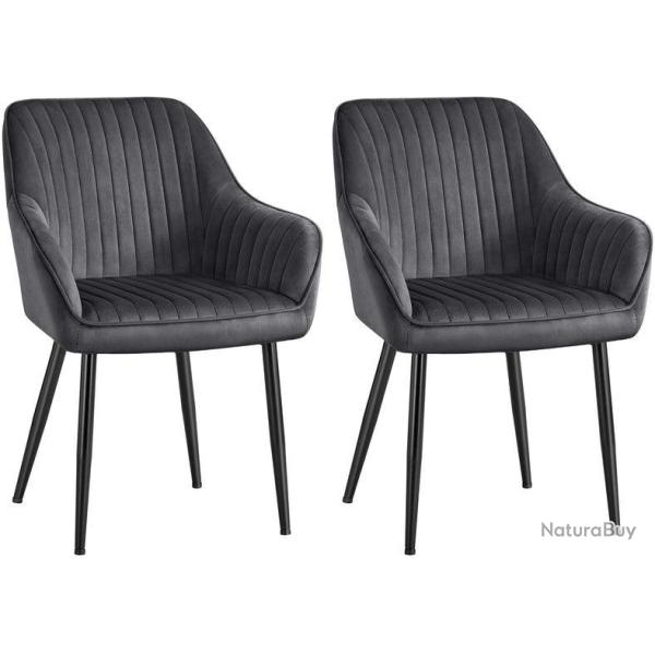 Lot de 2 chaise de salle � manger avec accoudoirs rembourr�e confort 60 x 62,5 x 85 cm design conte