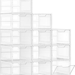 Lot de 6 bo&icirc;tes &agrave; chaussures empilables rangement pratique 27 x 34,5 x 19 cm en plastique blanc 12_