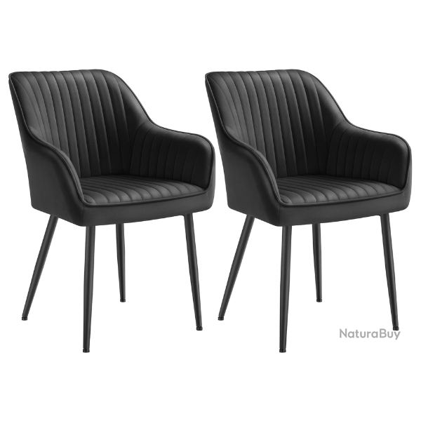 Lot de 2 chaise de salle � manger rembourr�e avec accoudoirs 60 x 62,5 x 85 cm style contemporain c