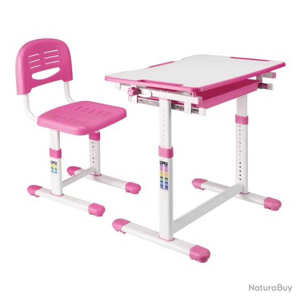 Set de bureau et chaise pour enfant rose blanc 03_0010684