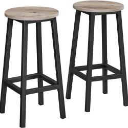 Lot de 2 tabourets de bar design industriel 32 x 65 cm assise confortable finition rustique en aggl