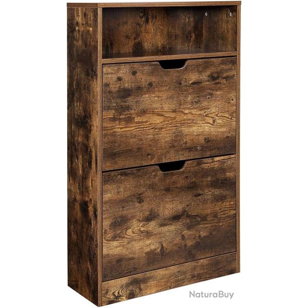Meuble � chaussures 3 niveaux avec 1 compartiment ouvert 60 x 24 x 102 cm pratique et facile � nett