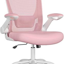 Chaise de bureau ergonomique pivotante r&eacute;glable hauteur 64 x 64 x 107 cm couleur rose bonbon en pla