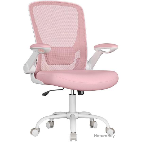 Chaise de bureau ergonomique pivotante r�glable hauteur 64 x 64 x 107 cm couleur rose bonbon en pla
