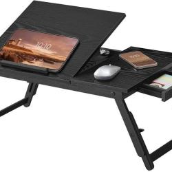 Table de lit pour ordinateur portable r&eacute;glable 34,9 x 55,5 x 22,5-32 cm usage canap&eacute; style rustique