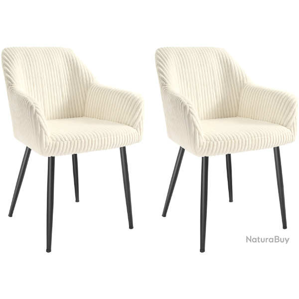 Lot de 2 chaises de salle � manger moderne avec accoudoirs rembourr�e 60 x 62,5 x 85 cm assise conf