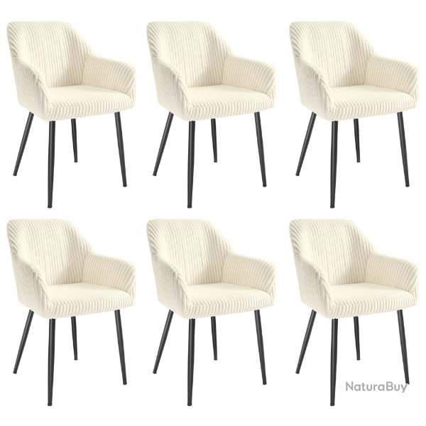 Lot de 6 chaise de salle � manger fauteuil rembourr� avec accoudoirs 60 x 62,5 x 85 cm style contem