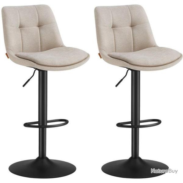 Lot de 2 tabourets de bar pivotants r�glables 44 x 48 x 90-112 cm confort matelass� style moderne e
