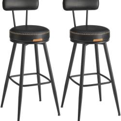 Lot de 2 tabourets de bar modernes 57 x 57 x 101 cm assise confortable style contemporain en PU noi
