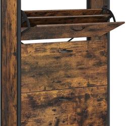 Meuble &agrave; chaussures avec 3 abattants pour entr&eacute;e 80 x 30 x 130 cm capacit&eacute; 15-24 paires en panneau
