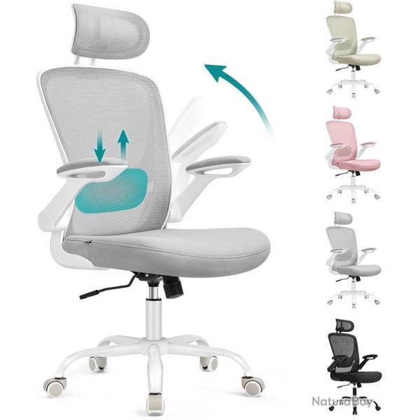 Chaise de bureau ergonomique ajustable hauteur 64 x 64 x 130 cm confort optimal assise large en pla
