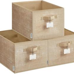 Lot de 3 paniers de rangement pliables 40 x 30 x 24 cm avec 2 poign&eacute;es style moderne d&eacute;co chambre e