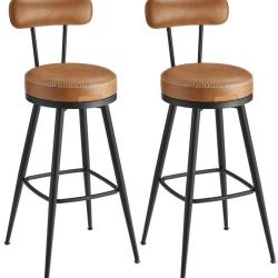 Lot de 2 tabourets de bar design moderne ergonomique 75 x 40 x 40 cm en PU noir 12_0011108