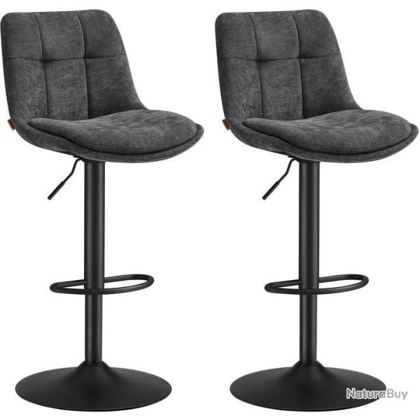 Lot de 2 tabourets de bar r�glables hauteur 44 x 48 x 90-112 cm assise confortable style contempora
