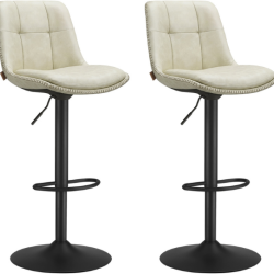 Lot de 2 tabourets de bar r&eacute;glables hauteur 44 x 47 x 93-114 cm assise ergonomique style moderne en