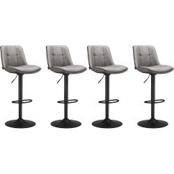 Lot de 4 tabourets de bar pivotants haut r&eacute;glable 48.5 x 43 x 93.5-114 cm design moderne salle &agrave; ma