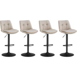 Lot de 2 tabourets de bar pivotants hauteur r&eacute;glable 48.5 x 43 x 93.5-114 cm assise ergonomique des