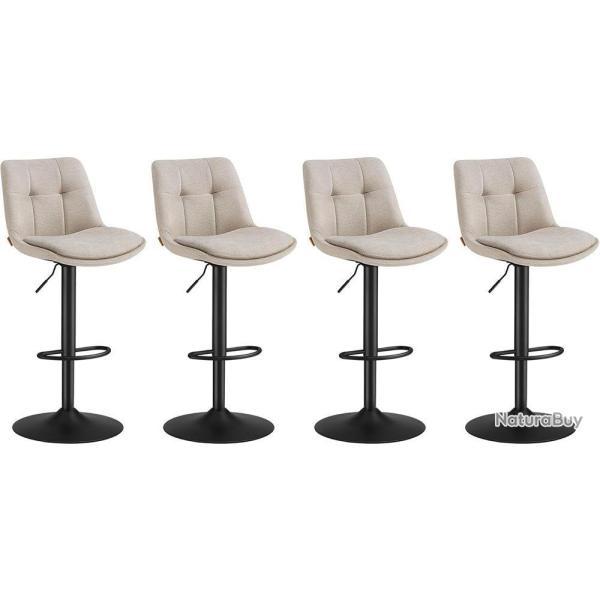 Lot de 2 tabourets de bar pivotants hauteur r�glable 48.5 x 43 x 93.5-114 cm assise ergonomique des