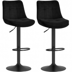 Lot de 2 tabourets de bar pivotants r&eacute;glables 48.5 x 43 x 93.5-114 cm confort matelass&eacute; style moder