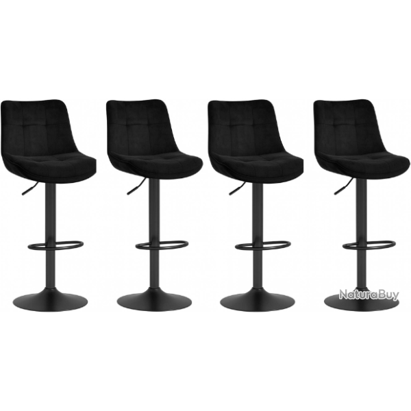 Lot de 2 tabourets de bar pivotants r�glables 48.5 x 43 x 93.5-114 cm confort matelass� style moder