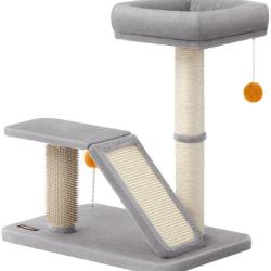 Griffoir multifonctionnel avec rampe de grattage et perchoir pour chat d'int&eacute;rieur 60 x 45 x 66,6 c