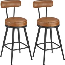 Lot de 2 tabourets de bar design moderne ergonomiques 54 x 54 x 91 cm en PU marron caramel 12_00120